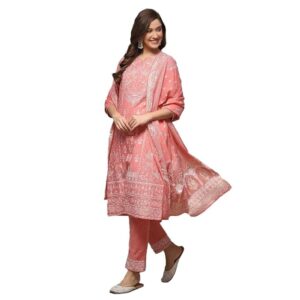 BIBA Women Cotton Printed Narrow Salwar Kurta Dupatta